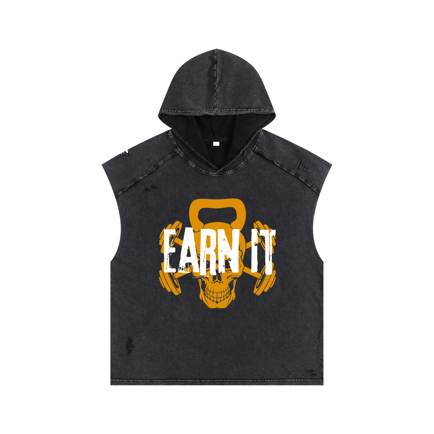 Earn It Orange Boxy Hooded Tank Top