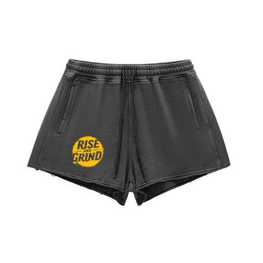 Rise and Grind Raw Edge Drawstring Shorts