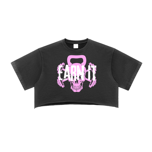 Earn It Pink Raw Edge Crop Top