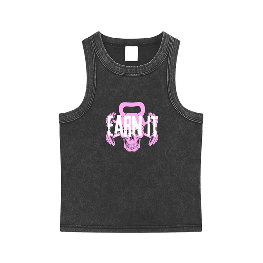 Earn It Pink Snow Washed Tank Top