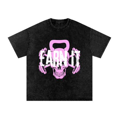 Earn It Pink Acid Wash Oversize T-Shirt