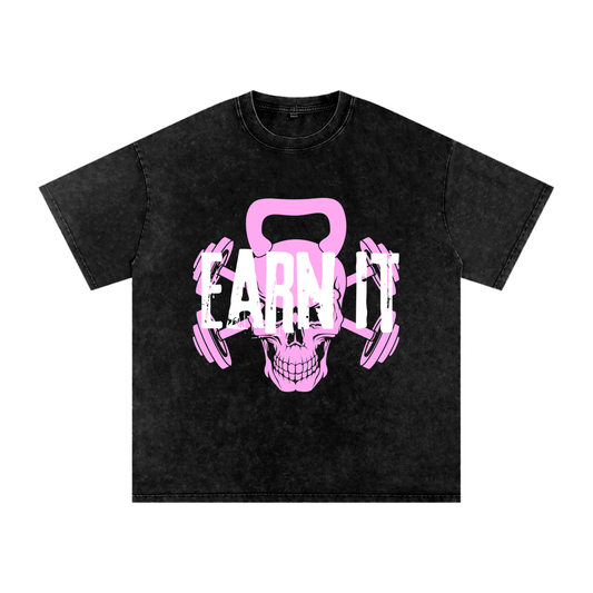 Earn It Pink Acid Wash Oversize T-Shirt