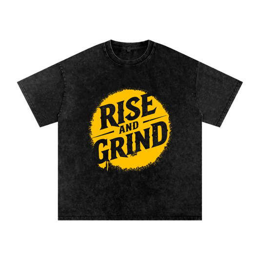 Rise and Grind Acid Wash Oversize T-Shirt