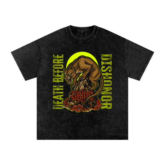 Death Lion Acid Wash Oversize T-Shirt