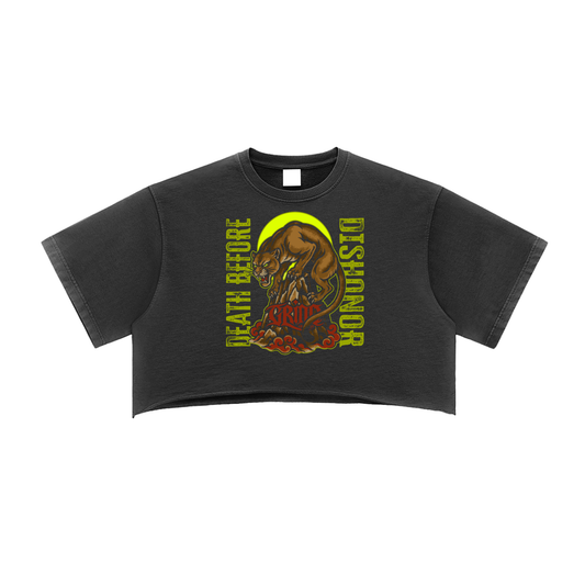 Death Lion Raw Edge Crop Top